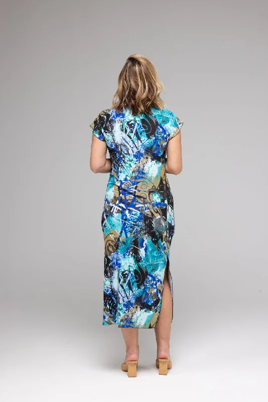 Seachange Print Short Sleeve Jersey Maxi Dress