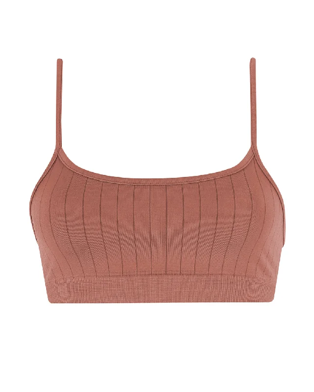 FLAT RIBBED SINCERE Bikini Bra Top | Rusty Pink Soft cup bikini, Comfortable, Supportive, Trendy