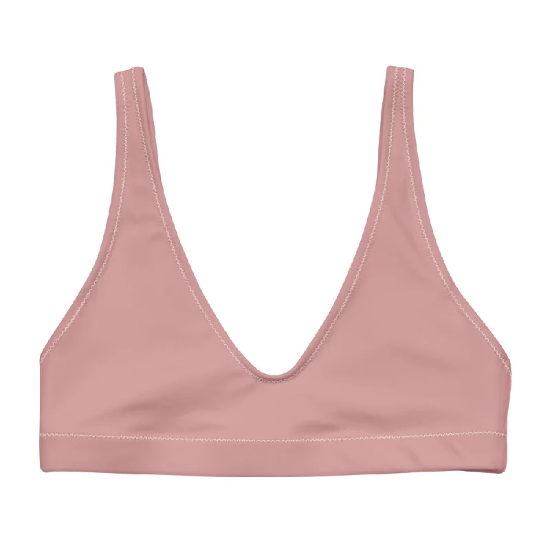Sunbaked Pink Recycled Fabric Bikini Bralette Top Side-tie bikini, Adjustable, Trendy, Comfortable