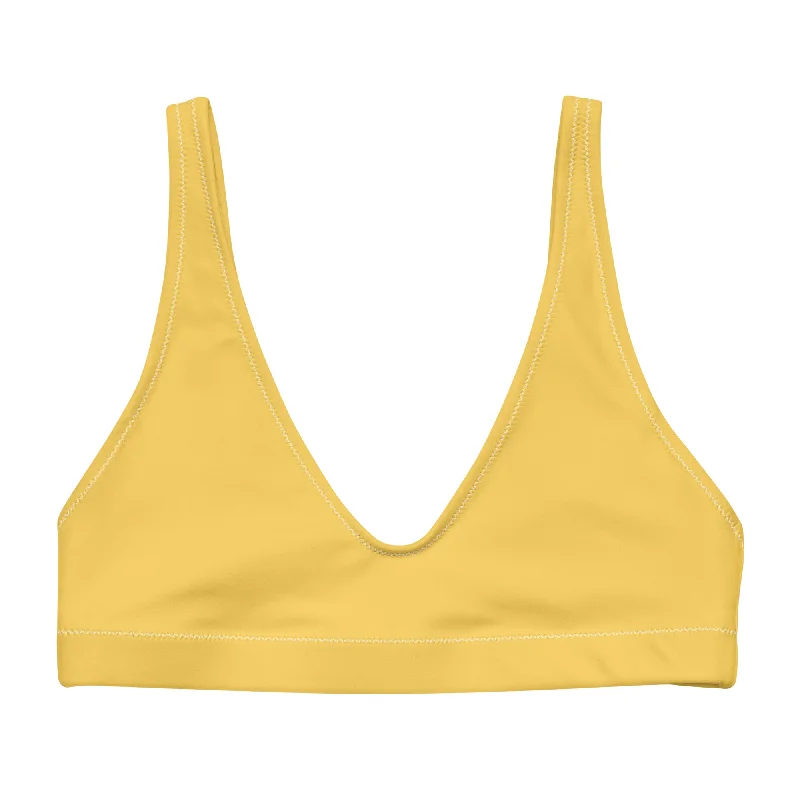 Sunshine Yellow Recycled Bralette Tank Bikini top Side tie bikini, Adjustable, Comfortable, Trendy