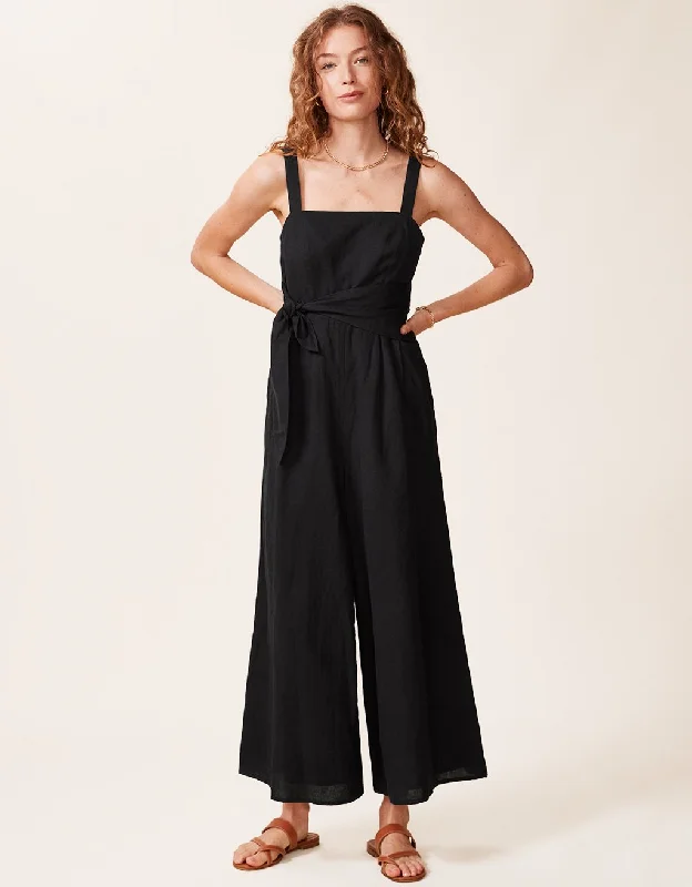 unsubscribed linen tie waist jumpsuit Denim romper jumpsuit, Comfortable, Street style, Trendy unsubscribed linen tie waist jumpsuit Denim romper jumpsuit, Comfortable, Street style, Trendy