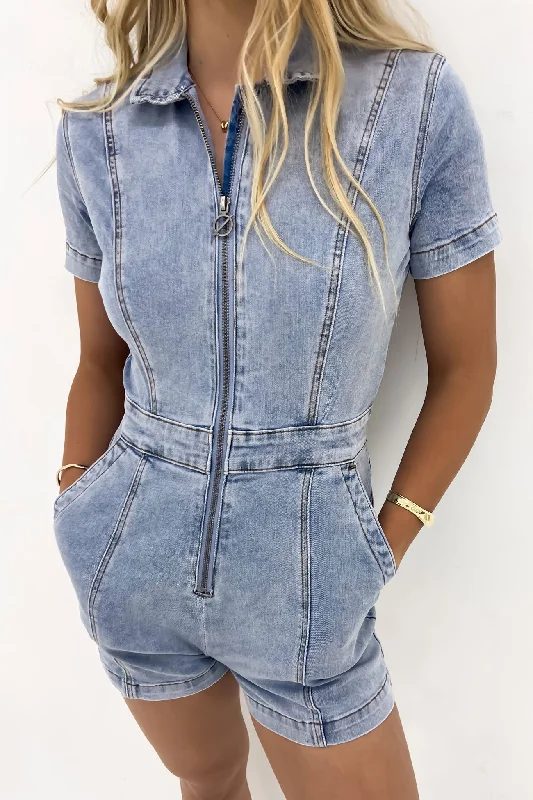Boston Playsuit Light Blue Backless jumpsuit, Sexy, Evening wear, Fashionable