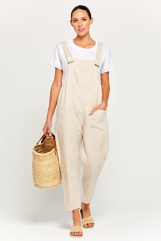 BY RIDLEY Womens Ezra Linen Jumpsuit - Ecru Structured jumpsuit, Tailored fit, Sleek, Professional BY RIDLEY Womens Ezra Linen Jumpsuit - Ecru Structured jumpsuit, Tailored fit, Sleek, Professional