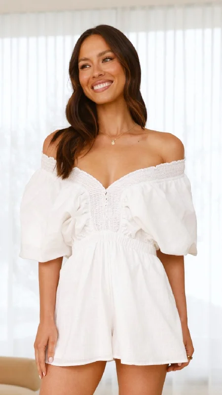 Carson Playsuit - White Cargo jumpsuit, Casual, Functional, Street style