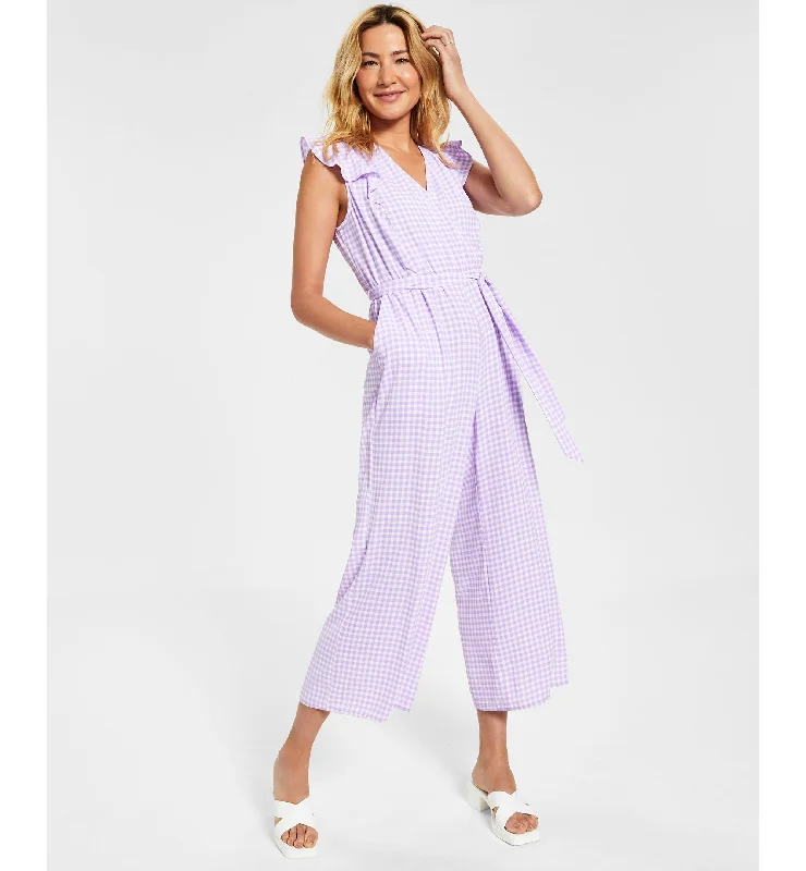 Charter Club Mommy Me Womens Cropped Gingham Jumpsuit Solid color jumpsuit, Sleek, Minimalist, Trendy Charter Club Mommy Me Womens Cropped Gingham Jumpsuit Solid color jumpsuit, Sleek, Minimalist, Trendy