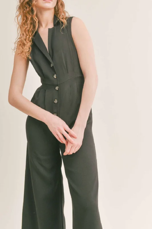Sadie & Sage Coffee Date Jumpsuit in Black High-waisted jumpsuit, Sleek, Comfortable, Trendy Sadie & Sage Coffee Date Jumpsuit in Black High-waisted jumpsuit, Sleek, Comfortable, Trendy