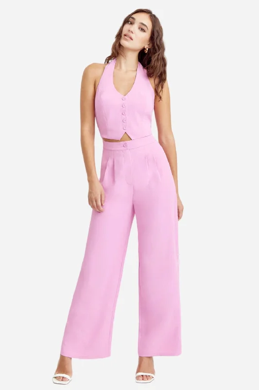 Adelyn Rae Farrah Halter Jumpsuit in Pink Summer jumpsuit, Light fabric, Beachwear, Trendy Adelyn Rae Farrah Halter Jumpsuit in Pink Summer jumpsuit, Light fabric, Beachwear, Trendy