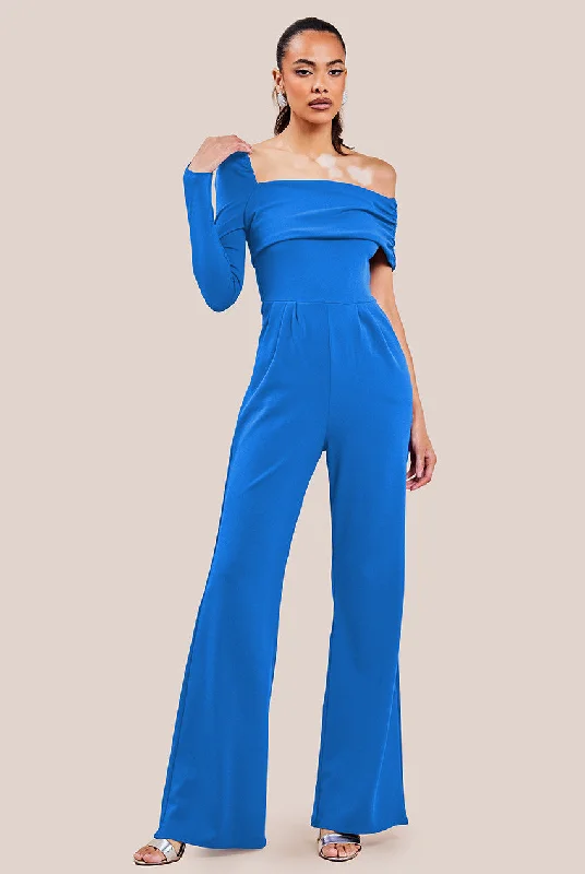 Goddiva One Shoulder Scuba Jumpsuit - Royal Blue Backless jumpsuit, Sexy, Party wear, Elegant Goddiva One Shoulder Scuba Jumpsuit - Royal Blue Backless jumpsuit, Sexy, Party wear, Elegant