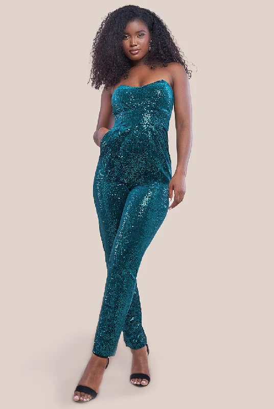 Goddiva Sequin & Velvet Corset Jumpsuit - Emerald Green Summer jumpsuit, Light fabric, Casual, Relaxed fit Goddiva Sequin & Velvet Corset Jumpsuit - Emerald Green Summer jumpsuit, Light fabric, Casual, Relaxed fit