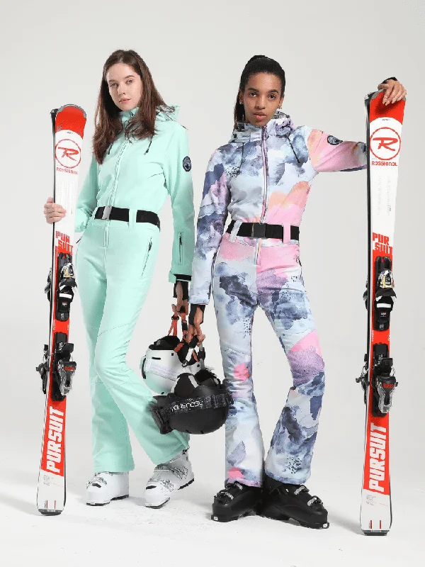 Gsou Snow Belted Flare Slim Ski Jumpsuit - Women's Long sleeve wide leg jumpsuit, Cozy, Trendy, Elegant Gsou Snow Belted Flare Slim Ski Jumpsuit - Women's Long sleeve wide leg jumpsuit, Cozy, Trendy, Elegant