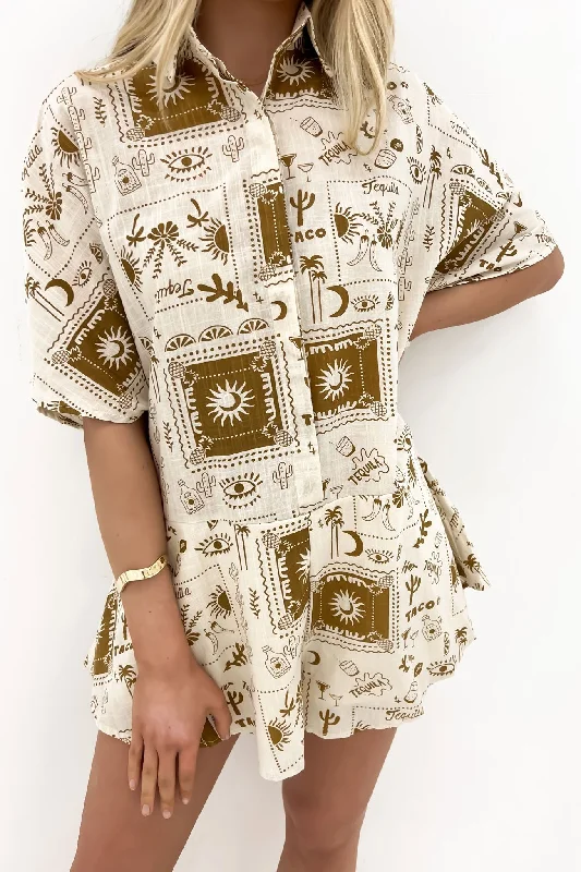 Lucia Playsuit Beige Tequila Tacos Tailored jumpsuit, Business casual, Professional, Stylish Lucia Playsuit Beige Tequila Tacos Tailored jumpsuit, Business casual, Professional, Stylish