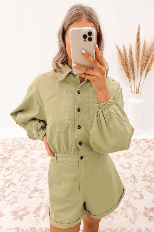 Mandi Playsuit Khaki Long sleeve jumpsuit, Cozy, Trendy, Fall collection