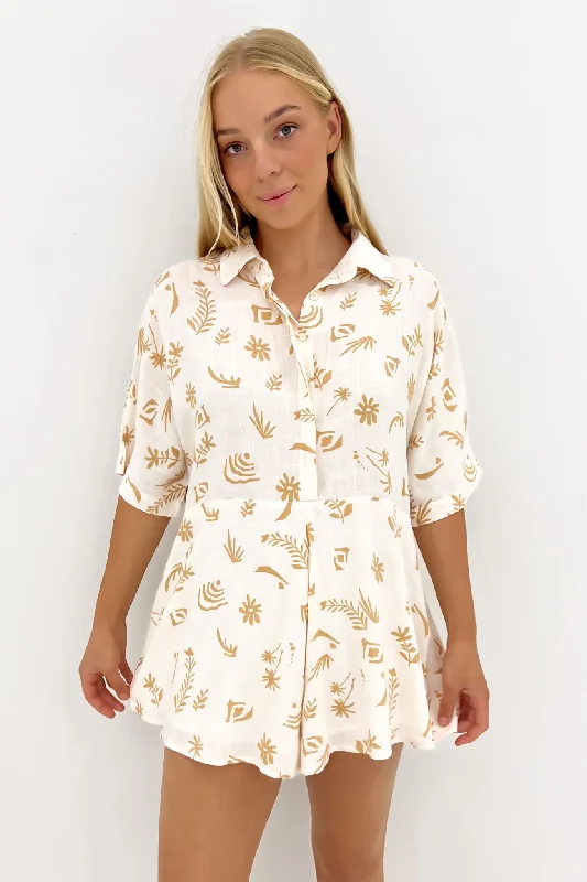 Margot Playsuit Beige Fern Lace-up jumpsuit, Sexy, Night out, Trendy