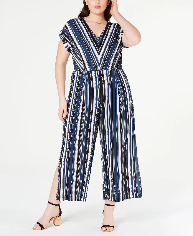 Monteau Juniors Trendy Plus Size Striped Jumpsuit Jumpsuit with zipper, Trendy, Casual, Comfortable Monteau Juniors Trendy Plus Size Striped Jumpsuit Jumpsuit with zipper, Trendy, Casual, Comfortable
