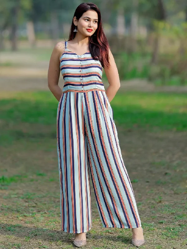Multicoloured Printed Georgette Jumpsuit Lace jumpsuit, Elegant, Feminine, Trendy