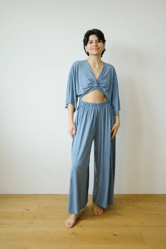cupro multiwrap jumpsuit - blue Pleated satin jumpsuit, Glamorous, Chic, Elegant