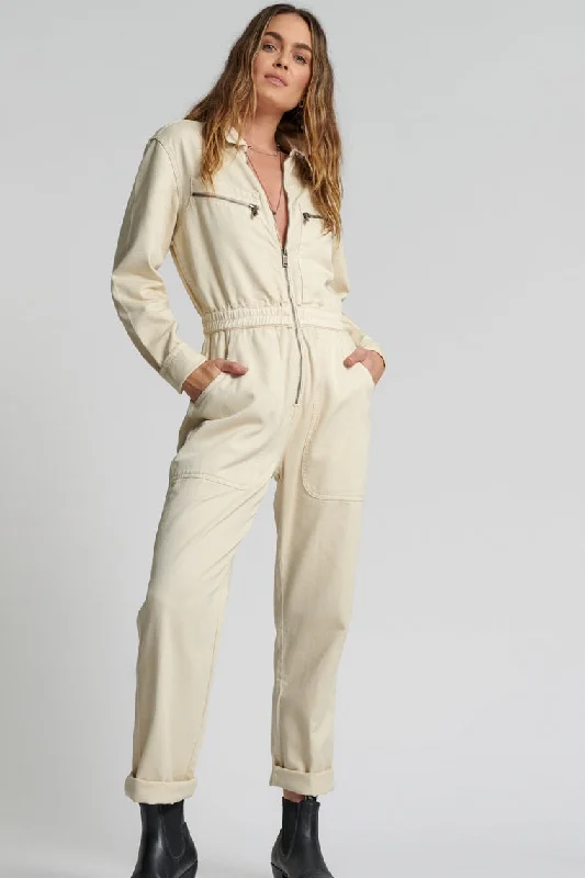 ONE TEASPOON Womens Buttercream Olivia Aviator Jumpsuit Jumpsuit with pockets, Practical, Comfortable, Casual ONE TEASPOON Womens Buttercream Olivia Aviator Jumpsuit Jumpsuit with pockets, Practical, Comfortable, Casual