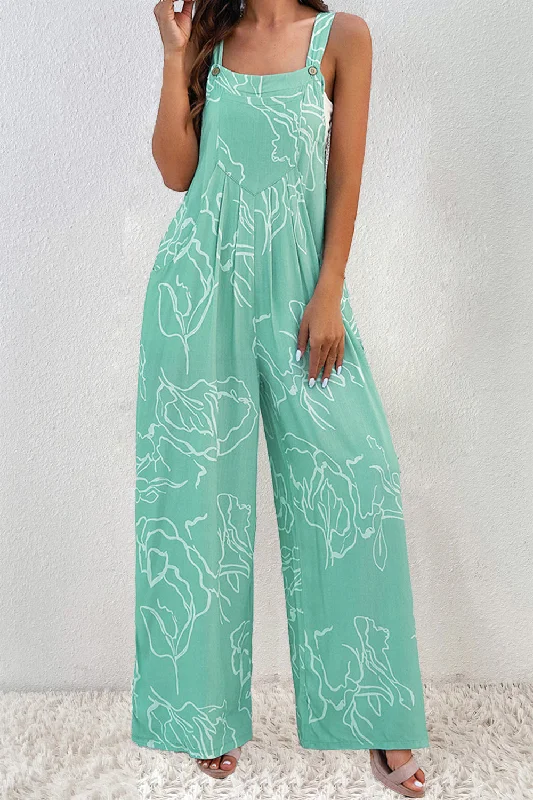 Printed Wide Strap Jumpsuit Lace jumpsuit, Elegant, Feminine, Chic