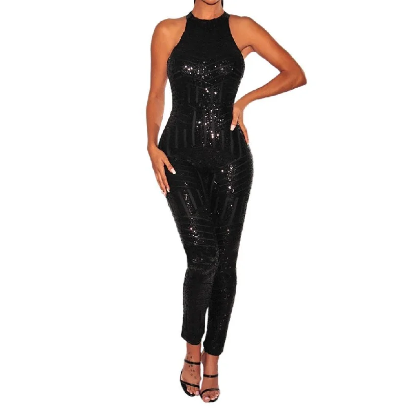 Sequin O-Neck Sequin Sleeveless Jumpsuit Casual cotton jumpsuit, Relaxed, Comfortable, Summer wear Sequin O-Neck Sequin Sleeveless Jumpsuit Casual cotton jumpsuit, Relaxed, Comfortable, Summer wear