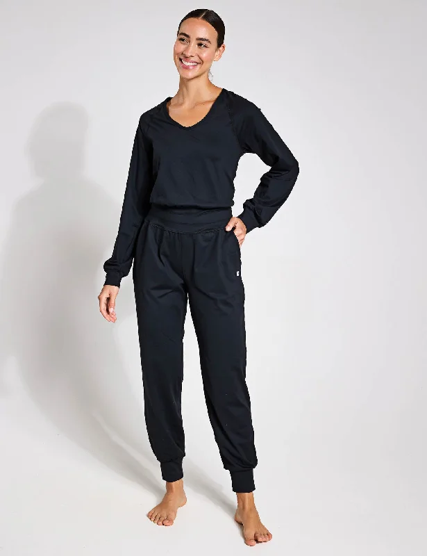 Gaia Yoga Long Sleeve Jumpsuit - Black One-piece jumpsuit, Comfortable, Chic, Stylish Gaia Yoga Long Sleeve Jumpsuit - Black One-piece jumpsuit, Comfortable, Chic, Stylish