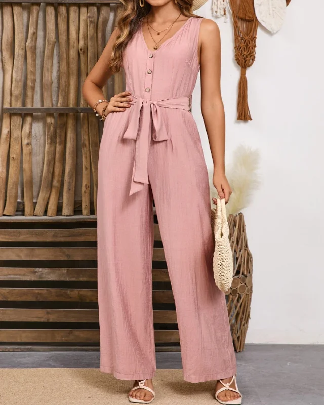 V-Neck Tie Waist Jumpsuit Floral jumpsuit, Feminine, Summer vibes, Trendy