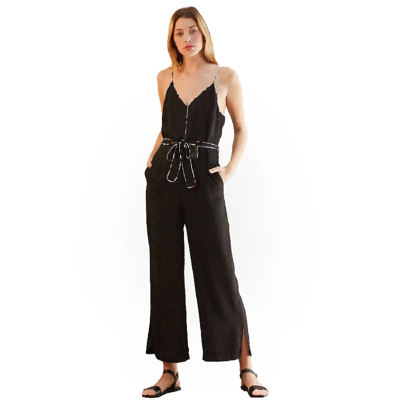 Women's Multi-color Binding Jumpsuit in Black Trendy jumpsuit, Fashion-forward, Chic, Comfortable Women's Multi-color Binding Jumpsuit in Black Trendy jumpsuit, Fashion-forward, Chic, Comfortable