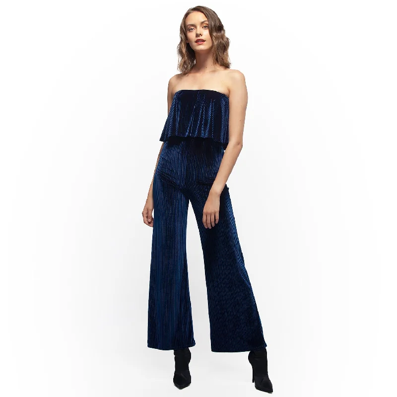 Women's Ribbed Velvet Tube Top Jumpsuit Double-breasted jumpsuit, Vintage, Elegant, Chic Women's Ribbed Velvet Tube Top Jumpsuit Double-breasted jumpsuit, Vintage, Elegant, Chic