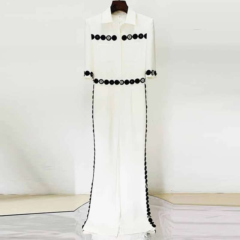 Women's White Embroidery Studded Jumpsuit Metallic jumpsuit, Glamorous, Fashionable, Elegant Women's White Embroidery Studded Jumpsuit Metallic jumpsuit, Glamorous, Fashionable, Elegant